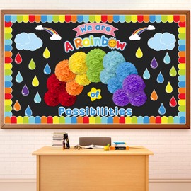 3D We are A Rainbow of Possibilities Bulletin Board Decorations Colorful Rainbow Bulletin Board Motivational Rainbow Themed Classroom Decor for Back to School Chalkboards Wall