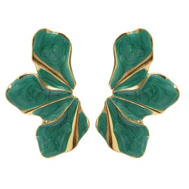 Yoosmatic Floral Statement Earrings for Women Large Big Unique Vintage Flower Leaf Butterfly Dangle Earrings Perfect for Wedding Birthday Gifts Trendy Jewelry Gold Green