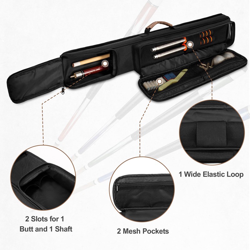 Rexmica Pool Cue Case Holds 1 Butt and 1 Shaft,
