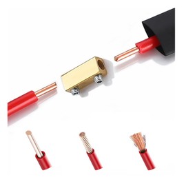 Rtfzcw 20Pcs 8 Gauge Docking Connector, Copper Clamp Kit, Square Terminal Connector, Seamless Wire and Cable Pressure Free Terminal Kit, 20Pcs Heat Shrink Tubing