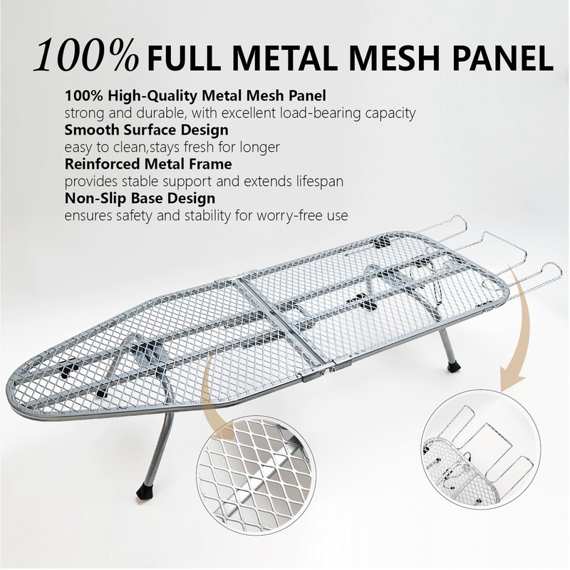 Metal Foldable Tabletop Ironing Board with Iron Rest, Portable Ironing