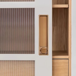 Hoconnie Pocket Door Handle Lock with Edge Pull, Privacy Sliding Door Mortise Lock, Recessed Sliding Door Hardware for 1 1/2‘’- 1015/16‘’ Thickness Door (Gold Rectangle)