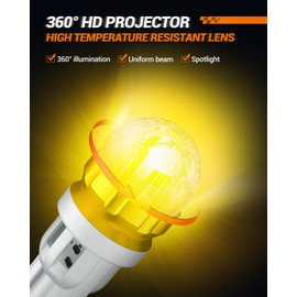 SEALIGHT 194 LED Light Bulb Amber Yellow 168 T10 W5W 2825 Super Bright 360° LED Replacement Bulbs 3020SMD for License Plate Light, Dome Light, Map Light, Courtesy Light, Side Marker Lights, Pack of 6