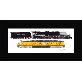 Union Pacific 4023/DDA40X 6900 10"x17" print in 10"x20" Mat Andy Fletcher signed