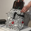 XINGNIAO Creative Graffiti Insulated Lunch Bag, Cotton Canvas Drawstring Bento