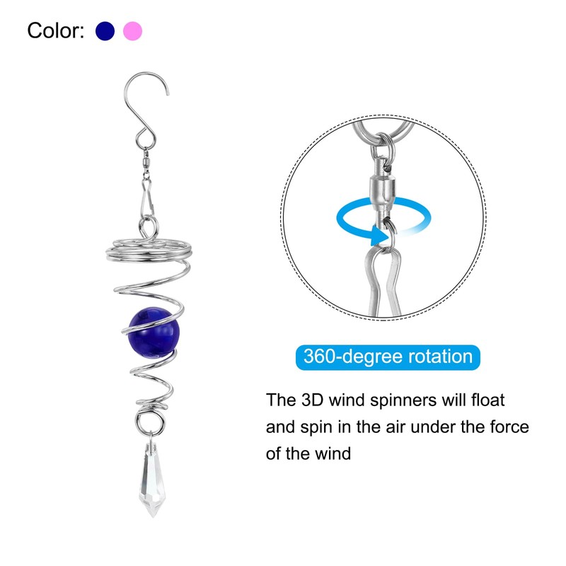 PATIKIL 2Pcs 8" Gazing Ball Spiral Tail Wind Spinners with