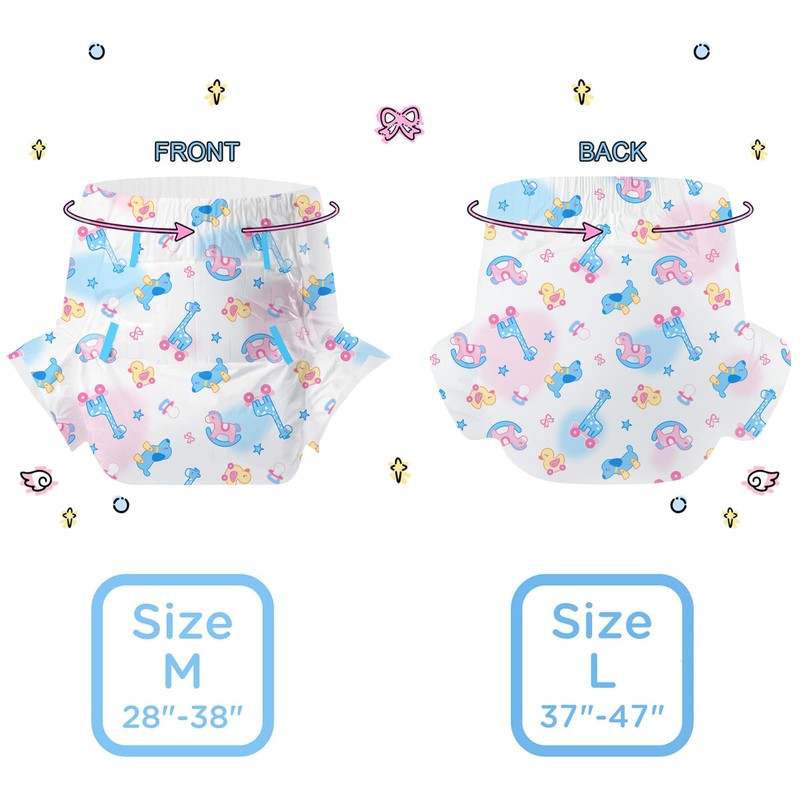 CutiePlusU Adult Nappies, Pack of 2, Disposable Incontinence Briefs with