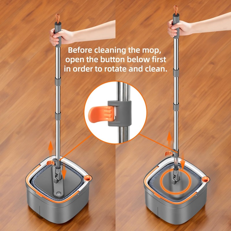 KZKR Spin Mop and Bucket Set with 8 Replaceable Microfiber