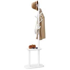 VASAGLE Coat Rack, Freestanding Hall Tree, Coat Rack Stand with 8 Hooks, 67.2-Inch High, 2 Height Options, for Coats, Hats, Bags, Purses, for Entryway, Home Office, Bedroom, Cloud White URCR040W01