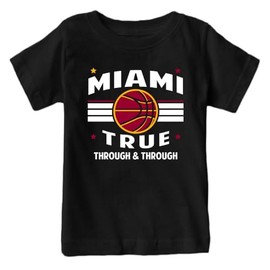 Xtreme Apparrel Miami Basketball Retro Team Kid's Fan T-Shirt (Black Shirt, YXL)