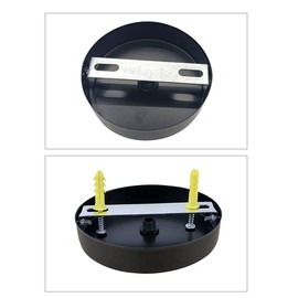Ceiling Canopy 100 x 20 mm, Metal Junction Box, 1 Hole Round Lampshade, Ceiling Rose, Matte Black, Suitable for All Lamps (2)
