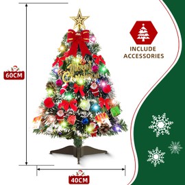 WTZWYFWJ 60 cm mini Christmas tree, artificial small fir trees, with hanging tree decoration and star tree attachment, mini Christmas tree for table, small Christmas tree, Christmas decoration for