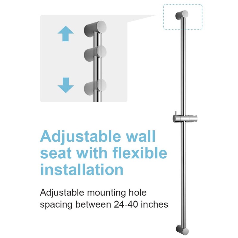 OFFO Shower Slide Bar 40 in Adjustable Installation Distance 20-39