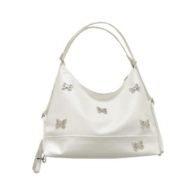 Miniministore Shoulder Bag, Backpack, 3-Way Korea, Women's, Butterfly Motif, Rucksack Bag, Pretty, Cute Backpack, Stylish, Lightweight, Tote Bag, white (off-white)