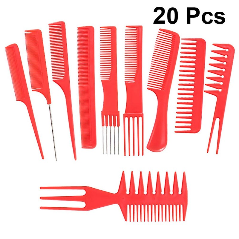 Lurrose 20pcs Professional Hair Brush Comb Set Salon Barber Anti-static