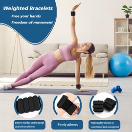 SDATEKIT Ankle & Wrist Weights for Women, Adjustable Walking Weights for Adults and Kids, Bala Bangles Set of 2(1 lb Each) for Fitness Workouts, Running, and Weight Training, Black