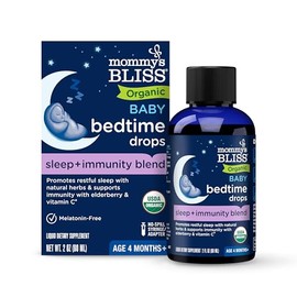 Mommy's Bliss Gotas orgánicas para dormir para bebés + apoyo a la inmunidad durante la noche*, promueve una noche reparadora, sin melatonina, edad de 