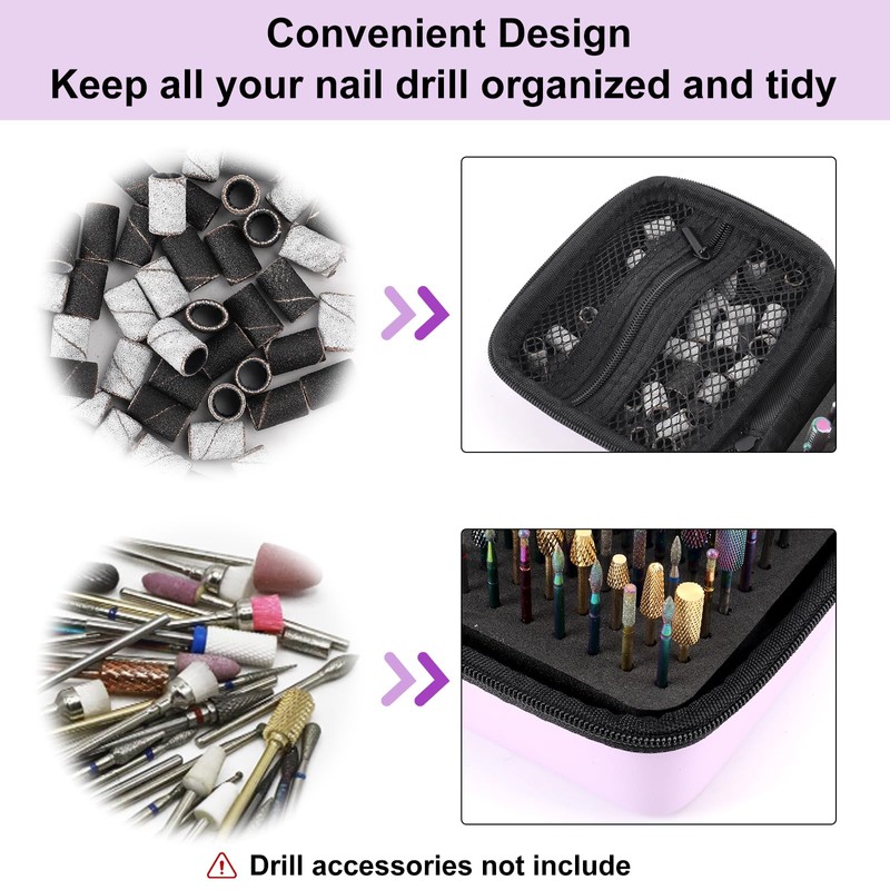 YINGJEE Nail Drill Bits Holder 80 Holes, Dustproof Nail Art