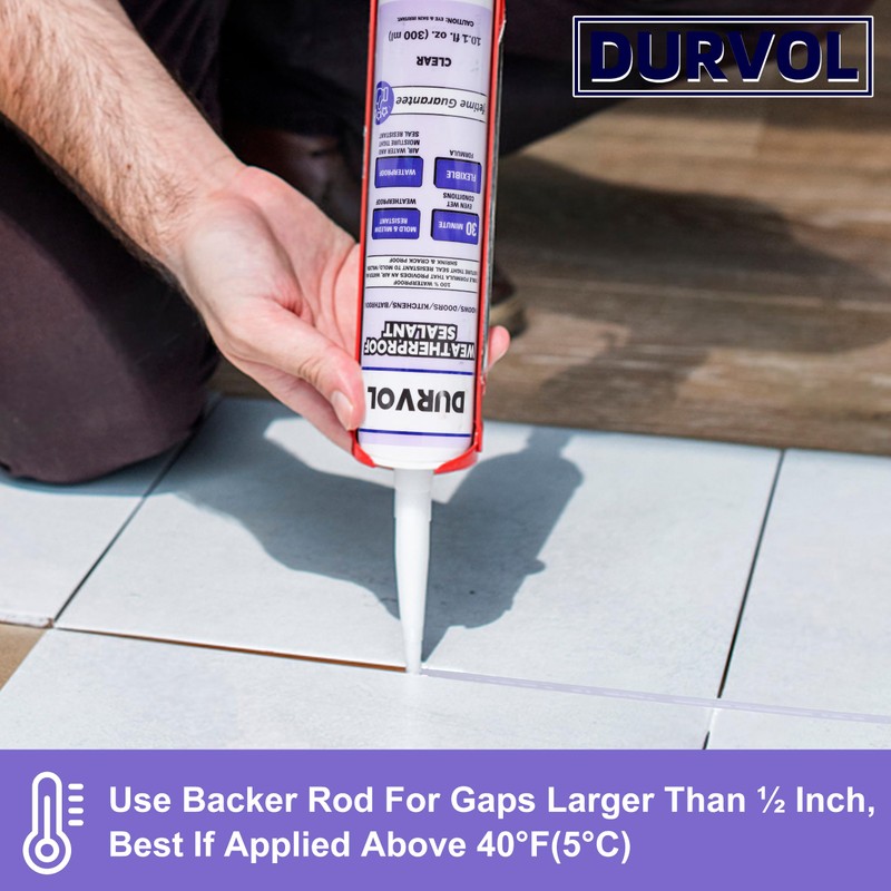Durvol All-Weather Sealant Waterproof Caulking Seal 2-Pack Clear, Caulking Sealant