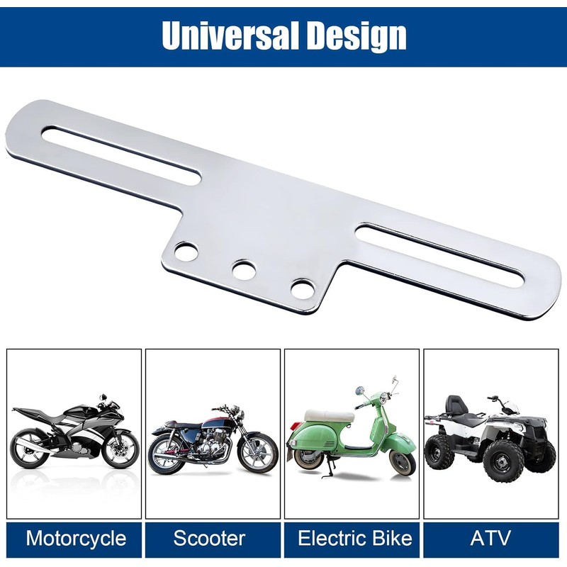 1Pcs Silver Metal Easy Installation Motorcycle License Plate Holder Frame,Universal