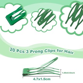 ZGQHZR 20 Pcs Snap Hair Clips for Women Snap Hair Barrettes Double Grip Hair Clips 3 Prong Clips for Hair Barrettes for Women Girls (Green)