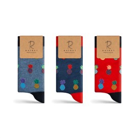 RAFRAY Premium Pineapple Socks - 3 Pairs of Colourful Socks in Gift Box - Funny & Comfortable Cotton Socks - Pineapple Socks - Size 36-40
