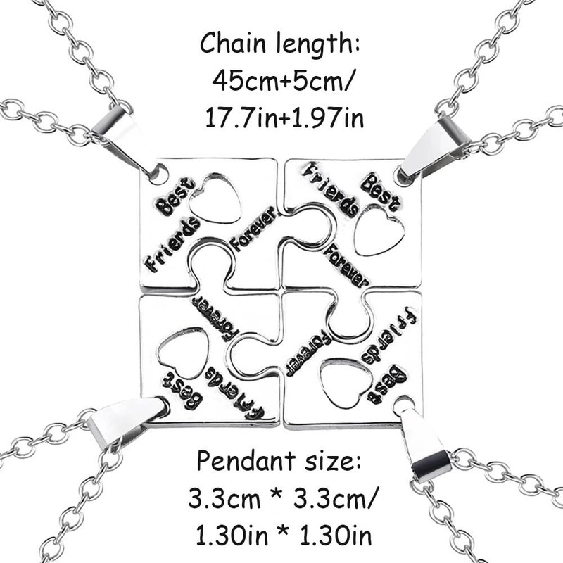 Yocoyee Multi Puzzles Best Friends Forever Necklaces Stainless Steel Engraved
