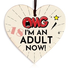 18th Birthday Gifts For Women Men, 18th Birthday Plaque Funny 18th Birthday Wood Heart Plaque Hanging Wood Heart Sign for Daughter Son Aunt Party Home Decoration
