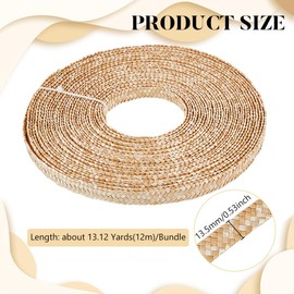 BENECREAT 12 m Weizenstrohband Zur Hutherstellung 13.5mm Breites Bastelband Aus Jute Stroh Für Die Hutherstellung DIY Bastelzubehör Blanchierte Mandelfarbe