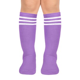 Benefeet Sox Toddler Soccer Socks Purple Kids Soccer Socks White Three Stripes Girls Knee High Sock Long Tube Colorful Cotton Youth Soccer Sock Neon Solid Color Sport Softball Baseball Socks Gift