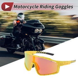 X AUTOHAUX 1 Set Motorcycle Riding Goggles Anti-glare Tri-Acetyl Cellulos UV400 Outdoor Sports Sunglasses for Motocross Dirt Bike ATV Red Lens Yellow Red Frame