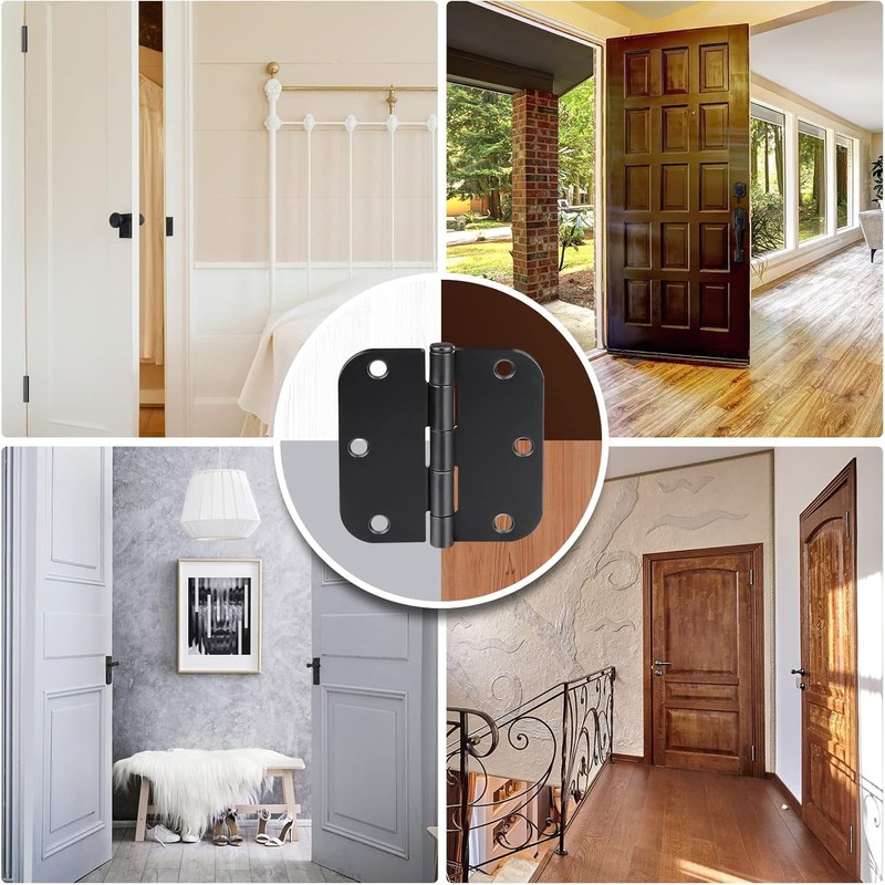 Rounded Door Hinges 3 x 3 inch, 5/8 Radius, Matte