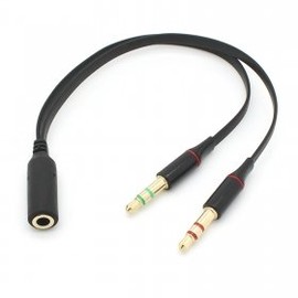 xiwai Black Dual 3.5mm Male to Single Female Headphone Microphone Audio Splitter Cable for Cell Phone & Tablet & Laptop