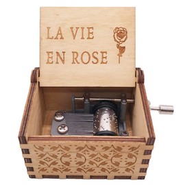 Youtang Gifts for Her Him, La Vie En Rose Wood Music Box, Antique Engraved Wooden Musical Boxes Gifts for Lover on Valentine's Day, Father's Day,Mother's Day,Christmas,New Year(Handcrank)