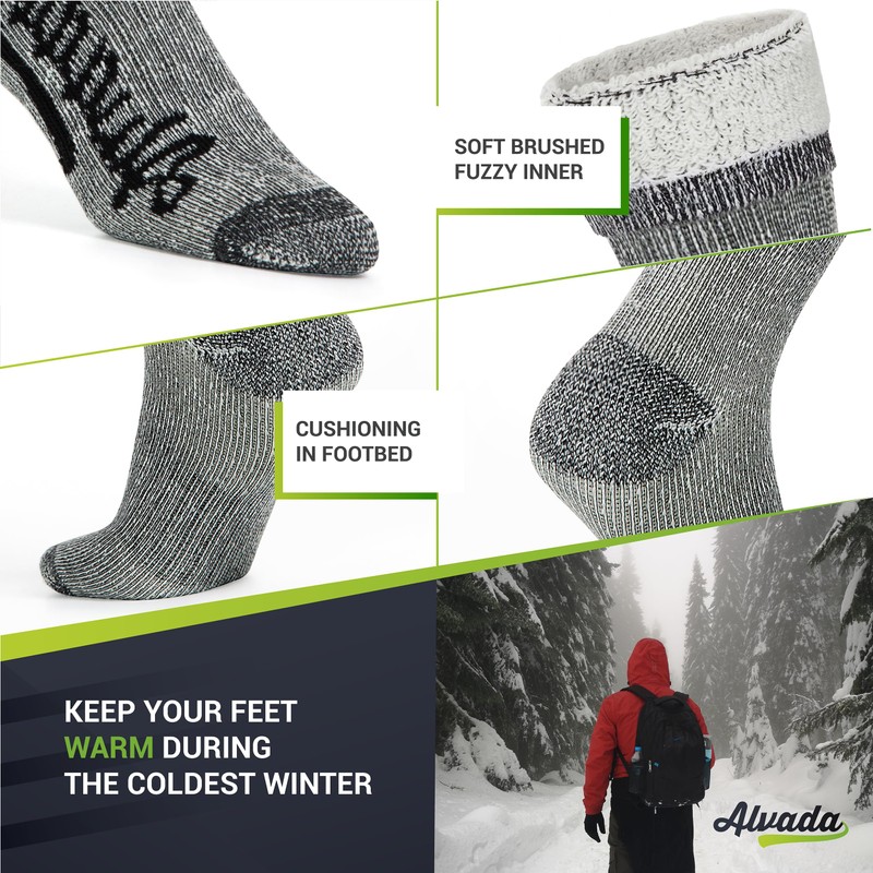 Alvada Merino Wool Hiking Socks Thermal Warm Crew Winter Boot
