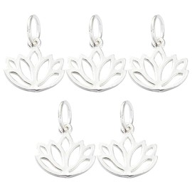 SUNNYCLUE 1 Box Sterling Silver Lotus Flower Charms Flower of Life Jewellery Pendants Hollow Lotus Dangle for DIY Jewellery Making Earring Necklace Bracelet Crafts Supplies