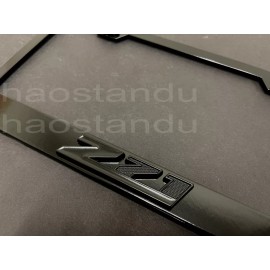 License Plate Frame Shop 1x Black Z71 3D Emblem BLACK Stainless Metal License Plate Frame + Screw Cap