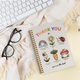 QLMX Thank You Teacher Gifts Journal Spiral Notebook for Women,Thank You for Helping Me Grow Note Taking, Teacher Appreciation Gift Office Supplies Gifts for Taechers, 5.5x8.3 Inch