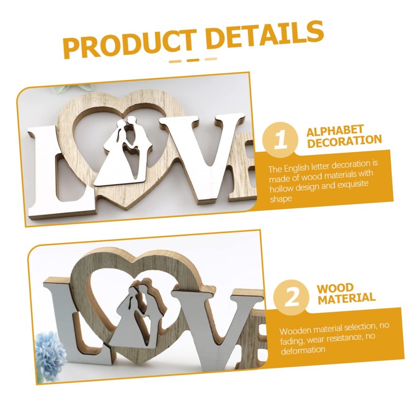 BIUDECO Wooden Letter Adornment Wedding Photo Prop Ornament for Aesthetic