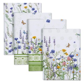 Arquiel Wildflower Kitchen Towel 100% Cotton Quick Dry Dish Towels 50 x 70CM, Dishcloth Hand Towels for Housewarming Gifts Dining, Home, Wedding, Banquet, Buffet (Set of 4)