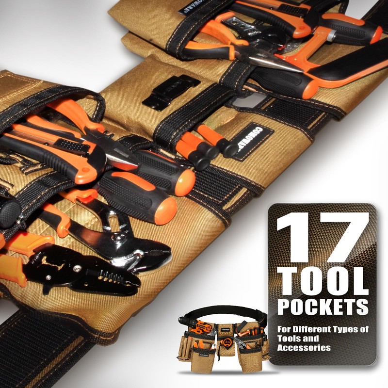 COMOWARE Tool Belt for Electricians & Construction Workers, Adjustable Heavy