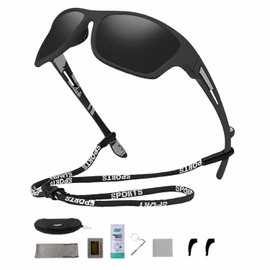 Gafas de sol deportivas polarizadas TAC para hombre y mujer, gafas de sol para ciclismo al aire libre, gafas con protección UV para conducir, pescar y otras actividades al aire libre (negro)