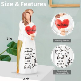 Wedding Gifts for Couple,Bridal Shower Gifts,7" Mr and Mrs Couple Figurine,Engagement Gift for Couples,Love is Patient Love is Kind Sculpted Hand-Painted Figure Gift for Husband Wife