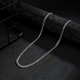 POATOW Stainless Steel 3.5mm 5mm 7mm Chain Necklace for Men, Mens Necklace Chains Stainless Steel Cuban Link Chain Necklace for Men and Boys, Mens Chain 22, 24, 26 Inch (22, 3.5mm-stainless steel)