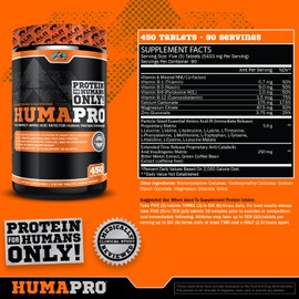 ALR Industries Humapro Tablets | Amino Acids Protein Matrix for Humans | 99% Utilization for Lean Muscle | Vegan, Gluten Free | 450 Tablets / 90 Servings