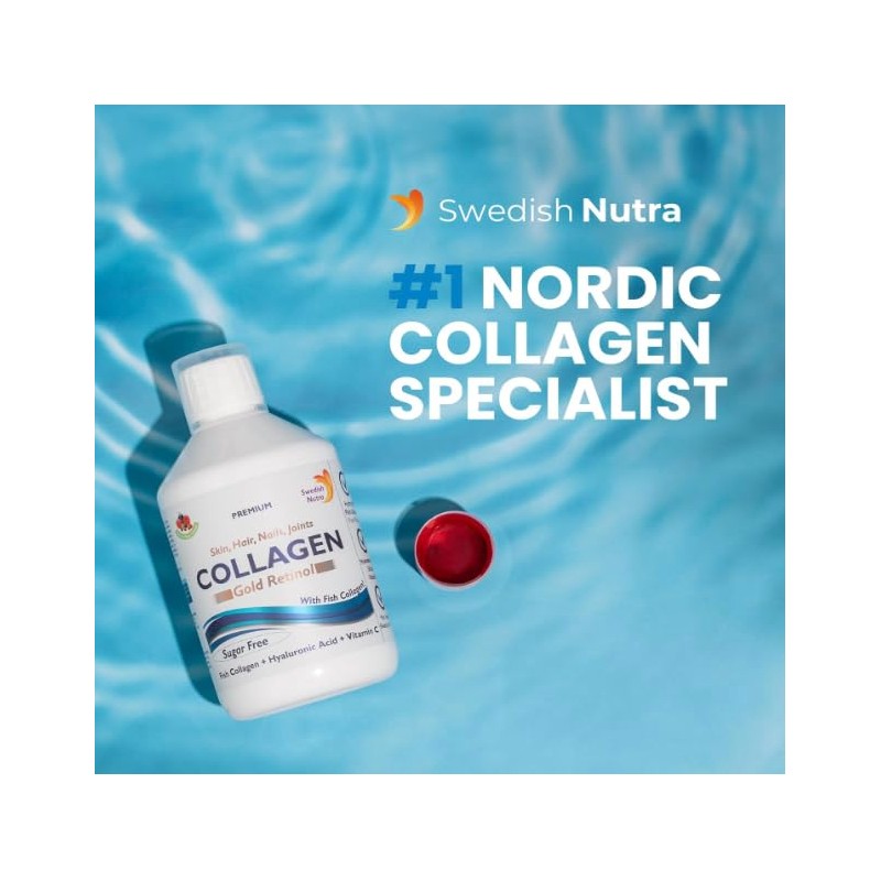 Premium Swedish Collagen, Hydolyzed 12500 mg Marine Collagen, Sugar-Free, Berry
