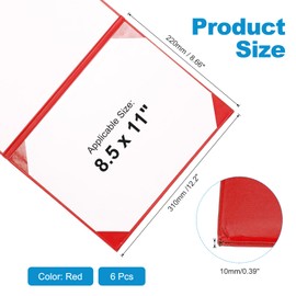 PATIKIL Certificate Cover Holders, 6pcs Fits 8.5x11" Paper Graduation Diploma Leatherette Gold Foil Imprint Award Recognition Achievement for Graduations Business Competition, Red