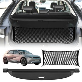 for Hyundai Ioniq 5 Cargo Cover Trunk Cover - Tesmirror Retractable Cargo Cover for Hyundai Ioniq 5 2026 2025 Accessories 2022-2024 Trunk Security Shade Luggage Security Shield Shade(with Trunk Net)