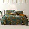 Purefair 100% Cotton Muslin Jacquard Comforter Set, Floral Ginkgo Leaves