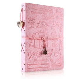 ThxMadam Pink Leather Scrapbook Photo Album Vintage Wedding Guest Book Memory Book with 60 Black Pages Present for Birthday Christmas Mother's Day Gift for Teacher Student Kids Friend Wife Mum Aunt